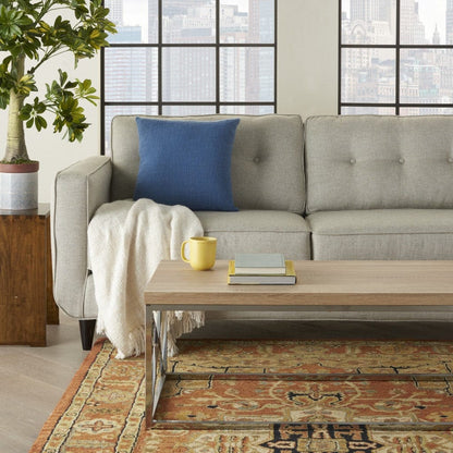 Denim Blue Solid Woven Throw Pillow