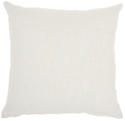 White Solid Woven Throw Pillow