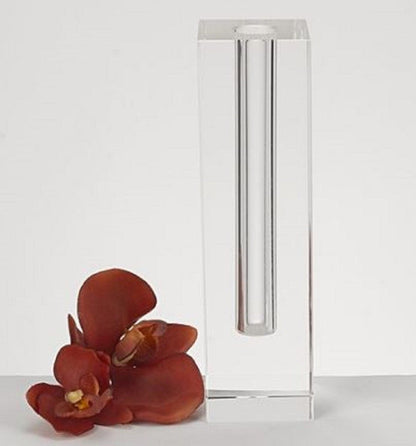 Modern Clear Tall Block Optical Crystal Vase