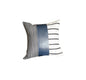Traditional Navy Blue Faux Leather And Monochromatic Stripes Lumbar Pillow Cover