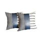 Set Of 2 Monochromic Stripe Ends And Spruce Blue Faux Leather Lumbar Pillow Covers
