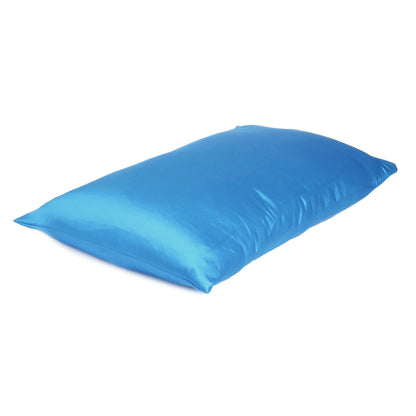 Bright Blue Dreamy Set Of 2 Silky Satin King Pillowcases