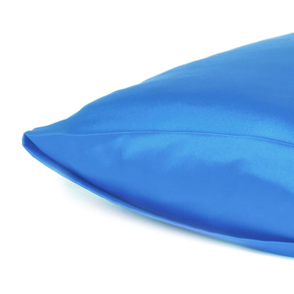 Bright Blue Dreamy Set Of 2 Silky Satin King Pillowcases