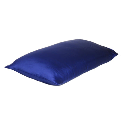 Navy Blue Dreamy Set Of 2 Silky Satin King Pillowcases