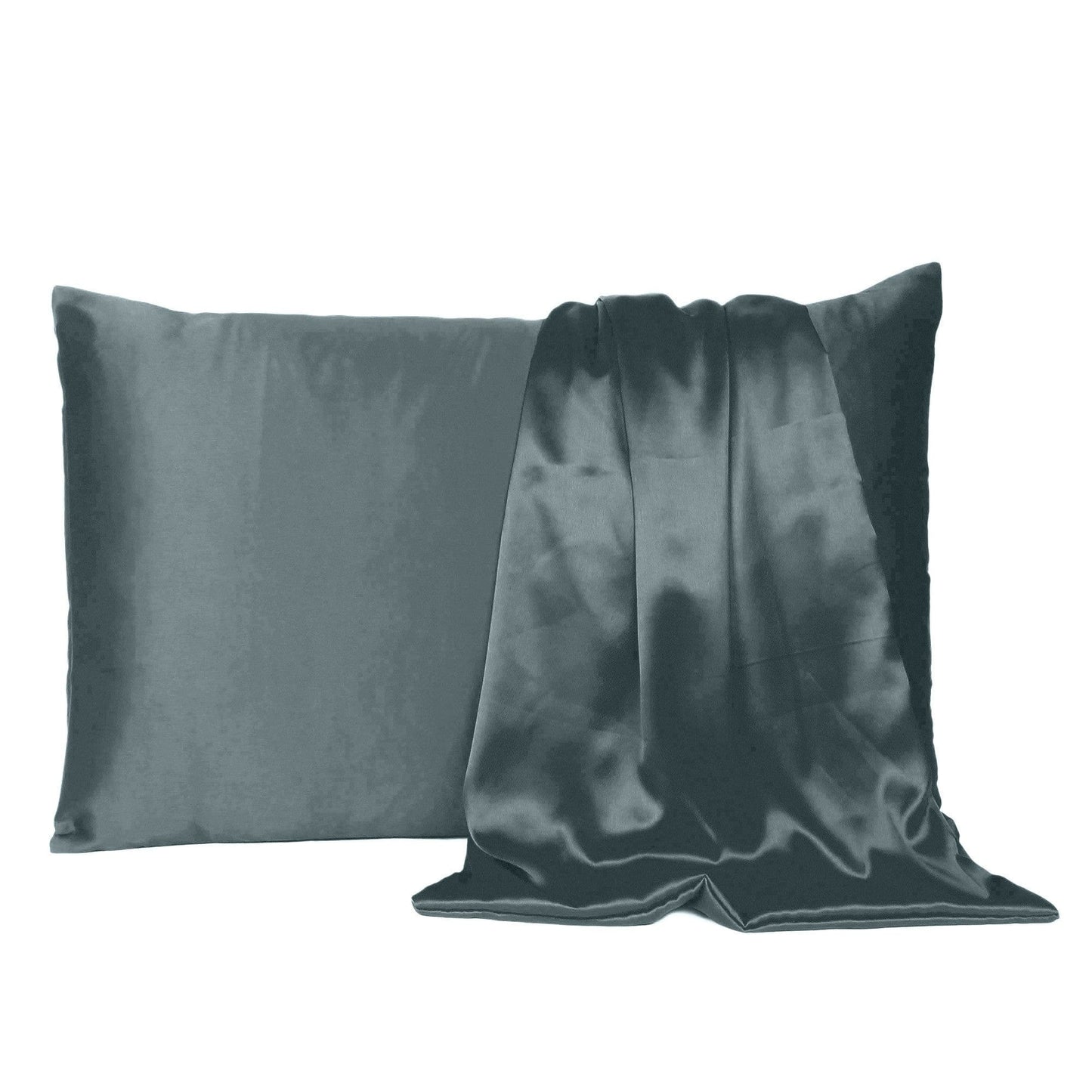 Gray Dreamy Set Of 2 Silky Satin Standard Pillowcases