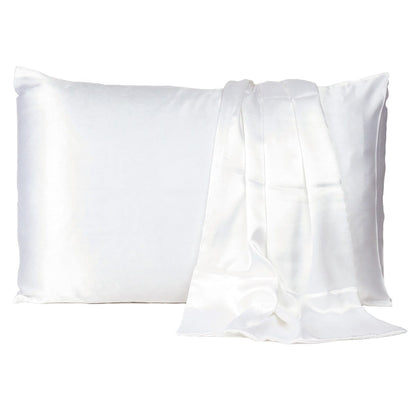 White Dreamy Set Of 2 Silky Satin Standard Pillowcases