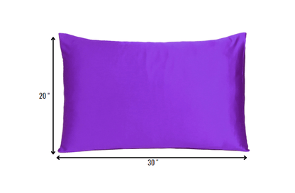 Bright Purple Dreamy Set Of 2 Silky Satin Queen Pillowcases