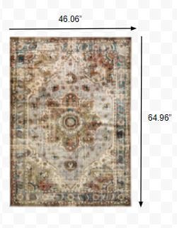 2’ X 8’ Gray And Rust Distressed Medallion Runner Rug