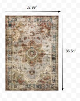 2’ X 8’ Gray And Rust Distressed Medallion Runner Rug
