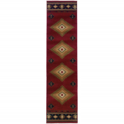 2’ X 3’ Red And Beige Ikat Pattern Scatter Rug