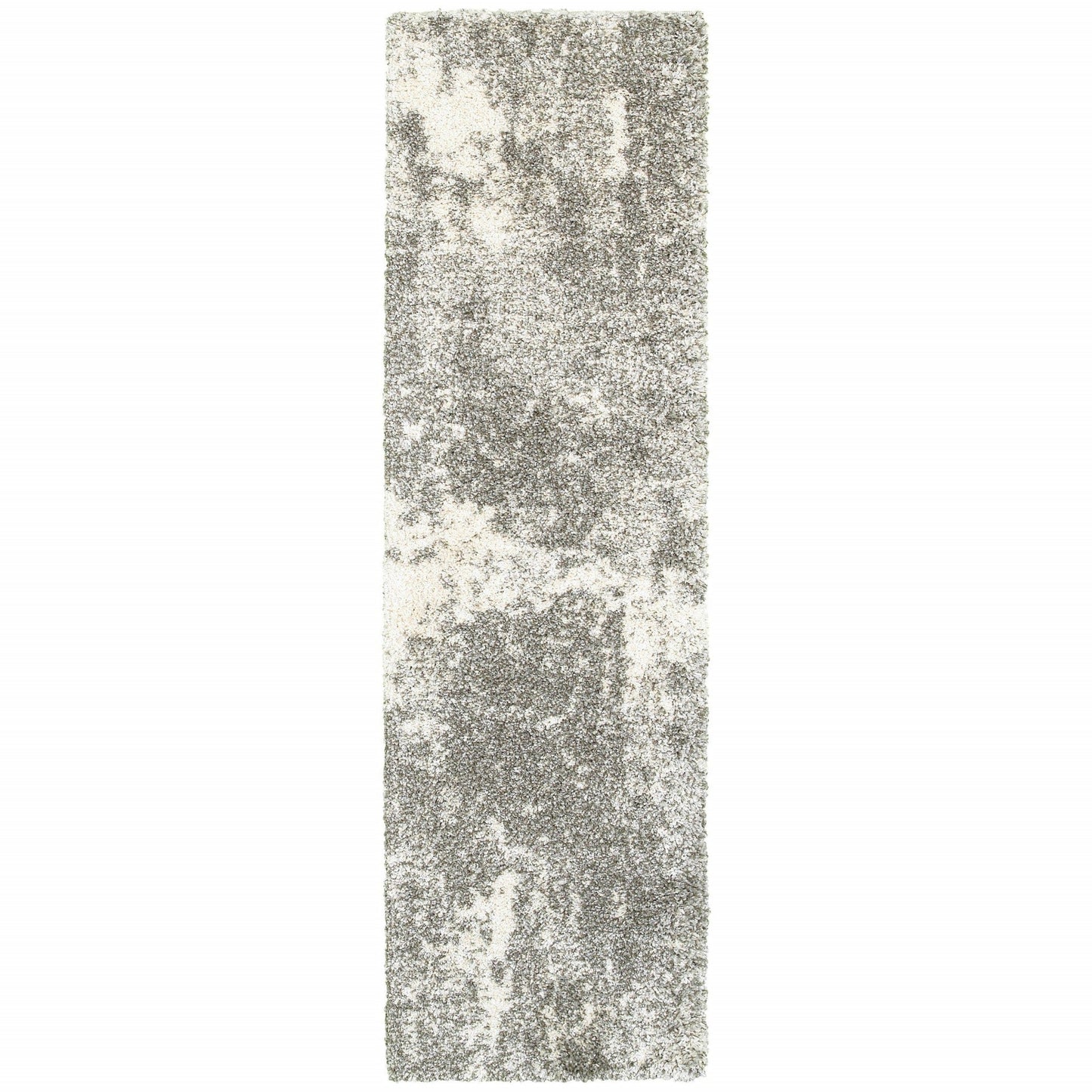 2’ X 3’ Gray And Ivory Distressed Abstract Scatter Rug