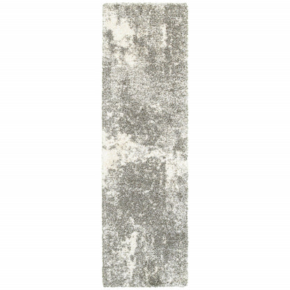 2’ X 3’ Gray And Ivory Distressed Abstract Scatter Rug