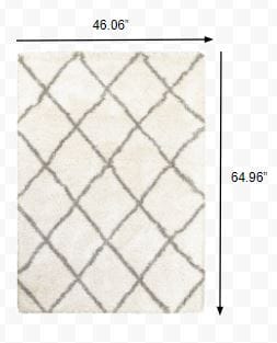 2’ X 3’ Ivory And Gray Geometric Lattice Scatter Rug