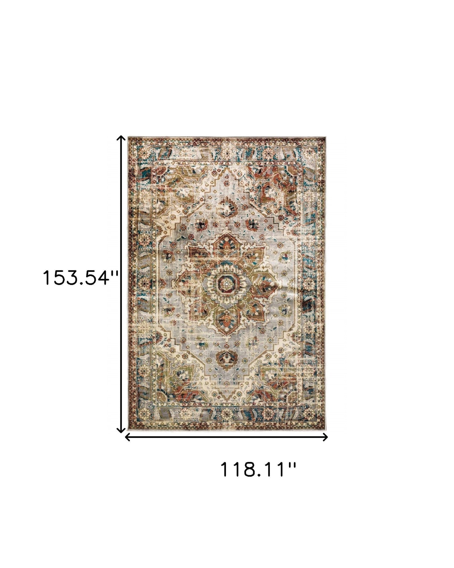 2’ X 8’ Gray And Rust Distressed Medallion Runner Rug