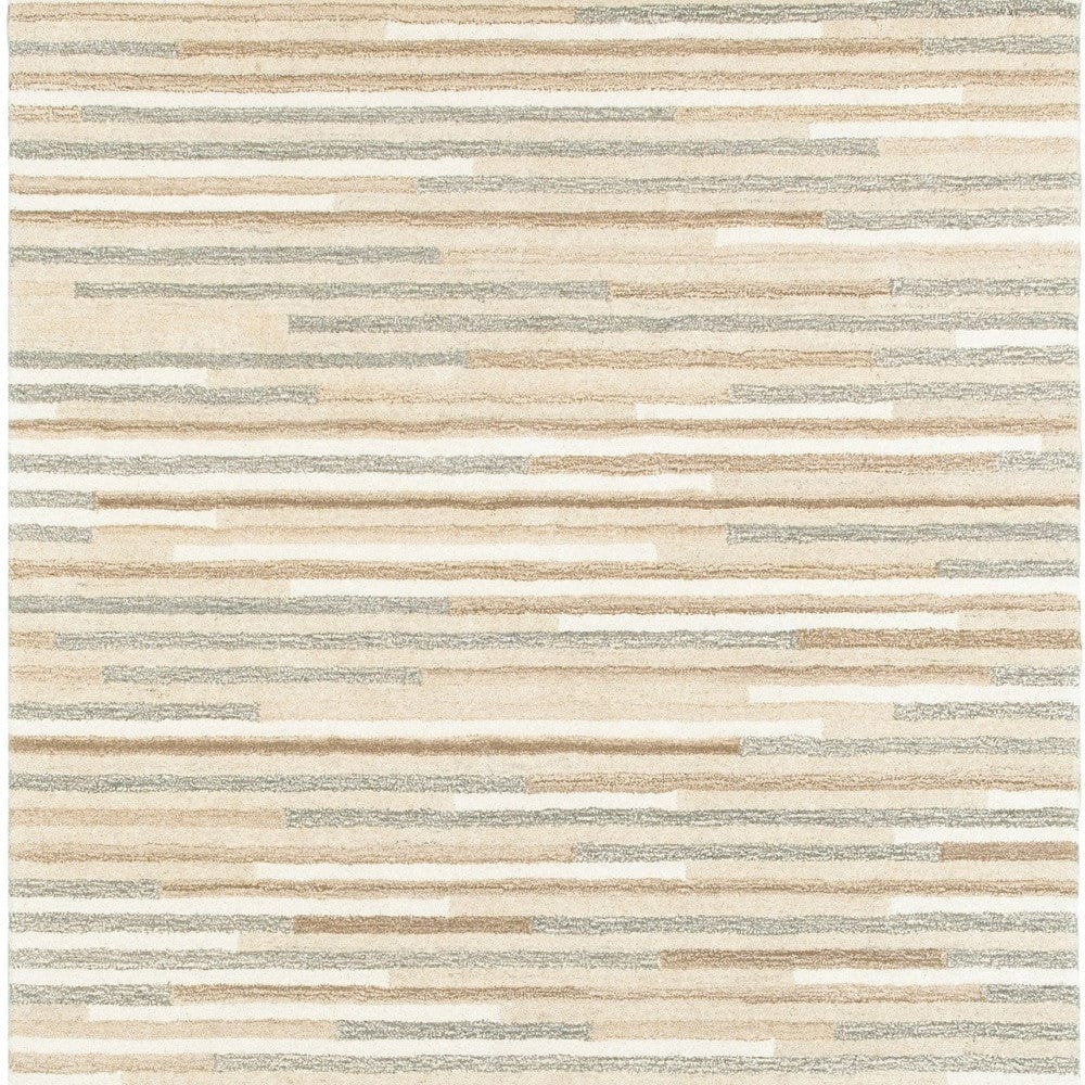 3’ X 8’ Beige And Gray Eclectic Linesrunner Rug