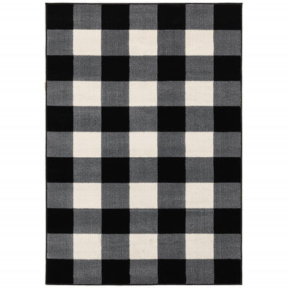 2’ X 8’ Monochromatic Gingham Pattern Indoor Runner Rug