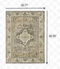 2’ X 8’ Beige And Gray Traditional Medallion Indoor Runner Rug