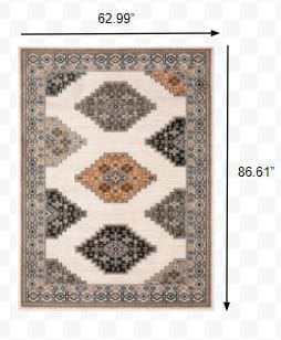 2’ X 8’ Abstract Ivory And Gray Geometric Indoor Runner Rug