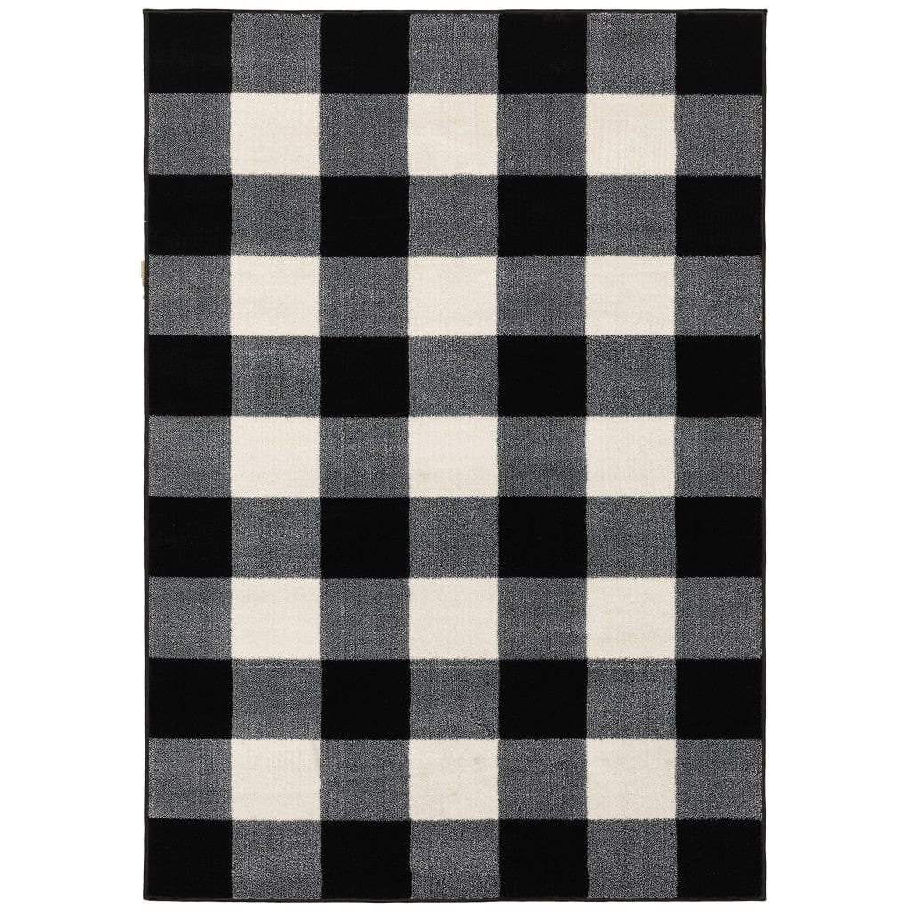 2’ X 8’ Monochromatic Gingham Pattern Indoor Runner Rug