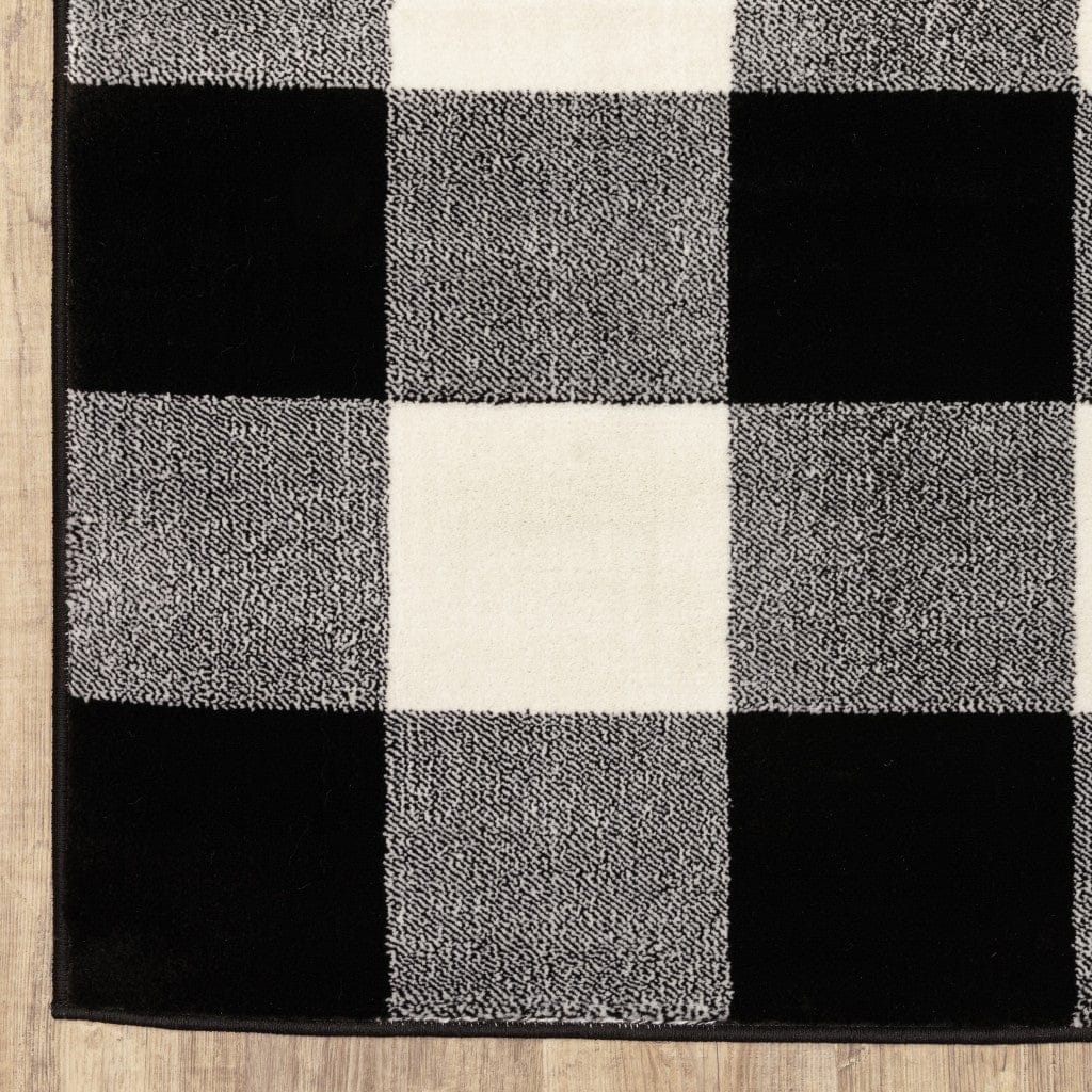 2’ X 8’ Monochromatic Gingham Pattern Indoor Runner Rug