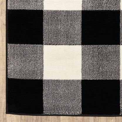 2’ X 8’ Monochromatic Gingham Pattern Indoor Runner Rug