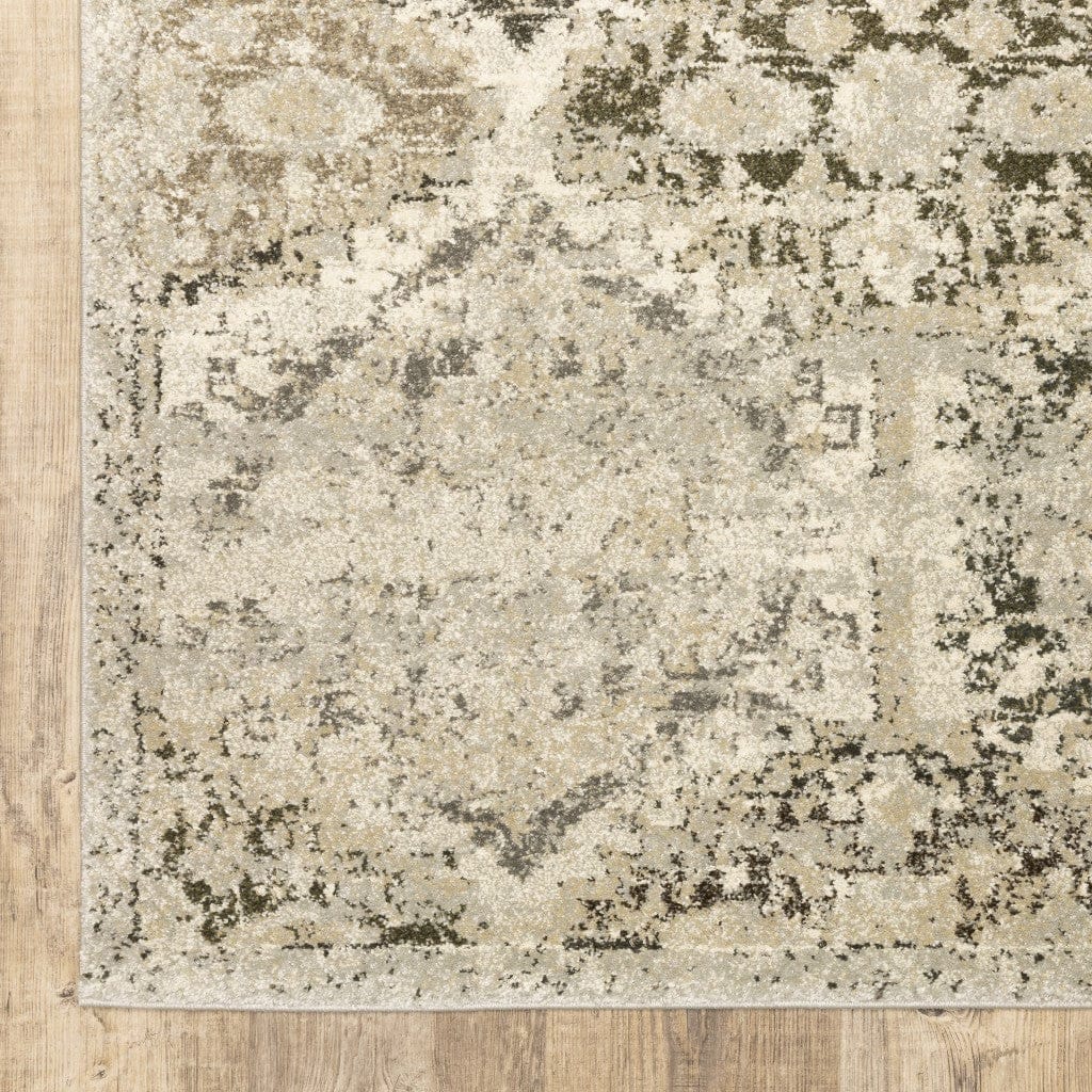 2’ X 8’ Ivory And Gray Floral Trellis Indoor Runner Rug