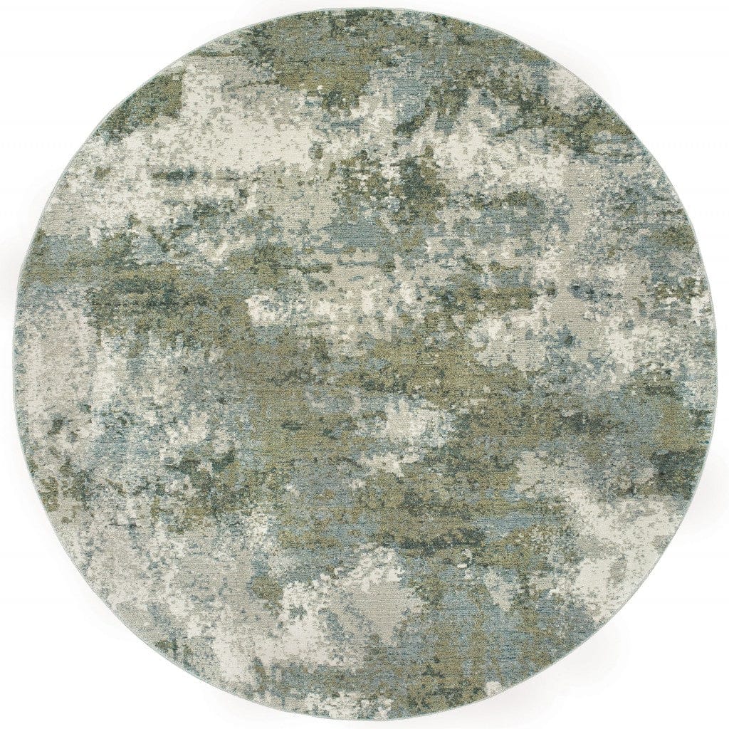 2’ X 3’ Blue And Sage Distressed Waves Indoor Scatter Rug