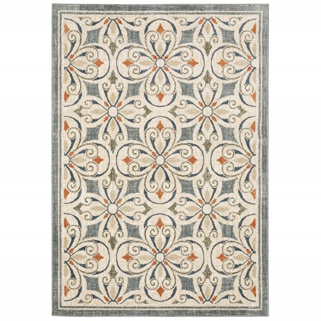 10’ X 13’ Gray And Beige Medallion Indoor Area Rug