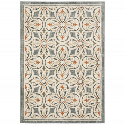 10’ X 13’ Gray And Beige Medallion Indoor Area Rug