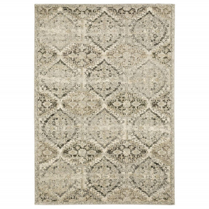 2’ X 8’ Ivory And Gray Floral Trellis Indoor Runner Rug