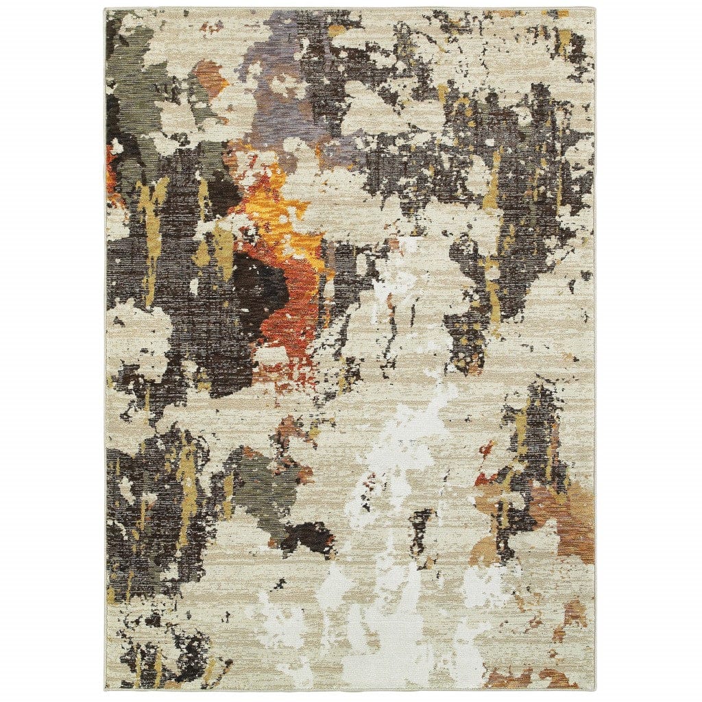 2’ X 8’ Abstract Weathered Beige And Gray Indoor Runner Rug
