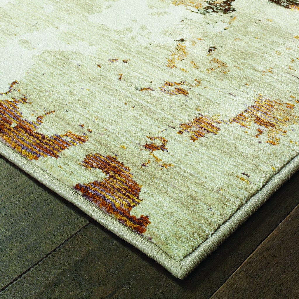 2’ X 8’ Abstract Weathered Beige And Gray Indoor Runner Rug
