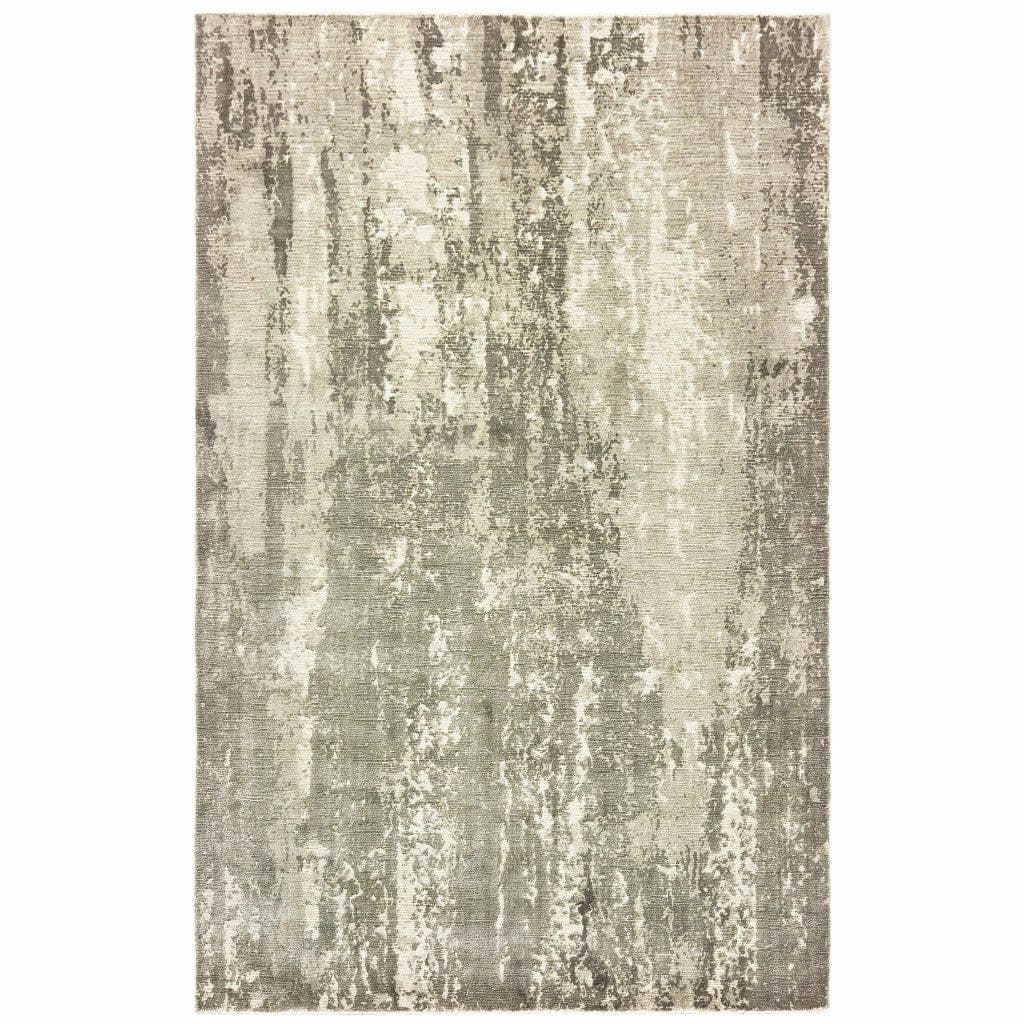 3’ X 10’ Gray And Ivory Abstract Splash Indoor Runner Rug