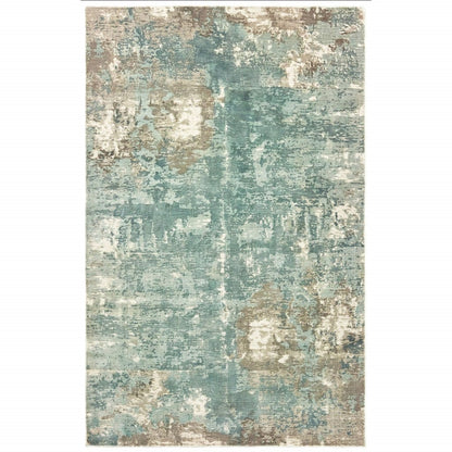 10’ X 14’ Blue And Gray Abstract Pattern Indoor Area Rug