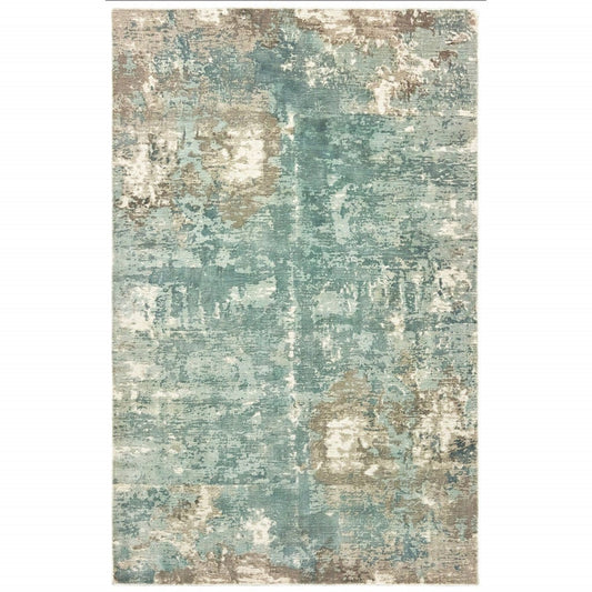 10’ X 14’ Blue And Gray Abstract Pattern Indoor Area Rug