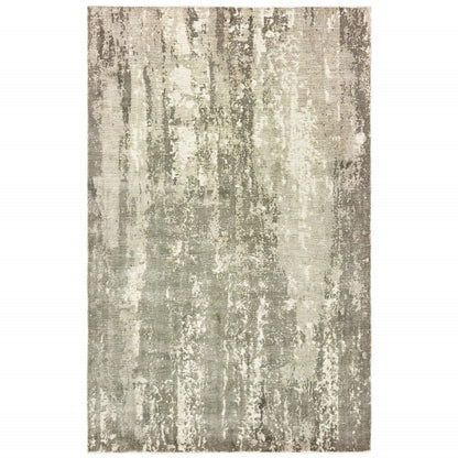 3’ X 10’ Gray And Ivory Abstract Splash Indoor Runner Rug