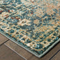 2’ X 8’ Sand And Blue Distressed Indoor Runner Rug
