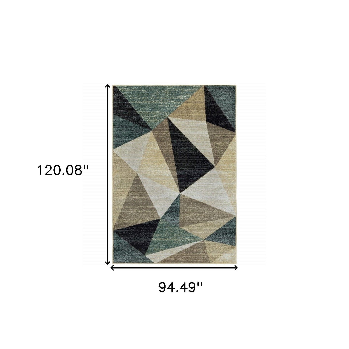 2’ X 8’ Gray And Teal Geometrics Indoor Runner Rug