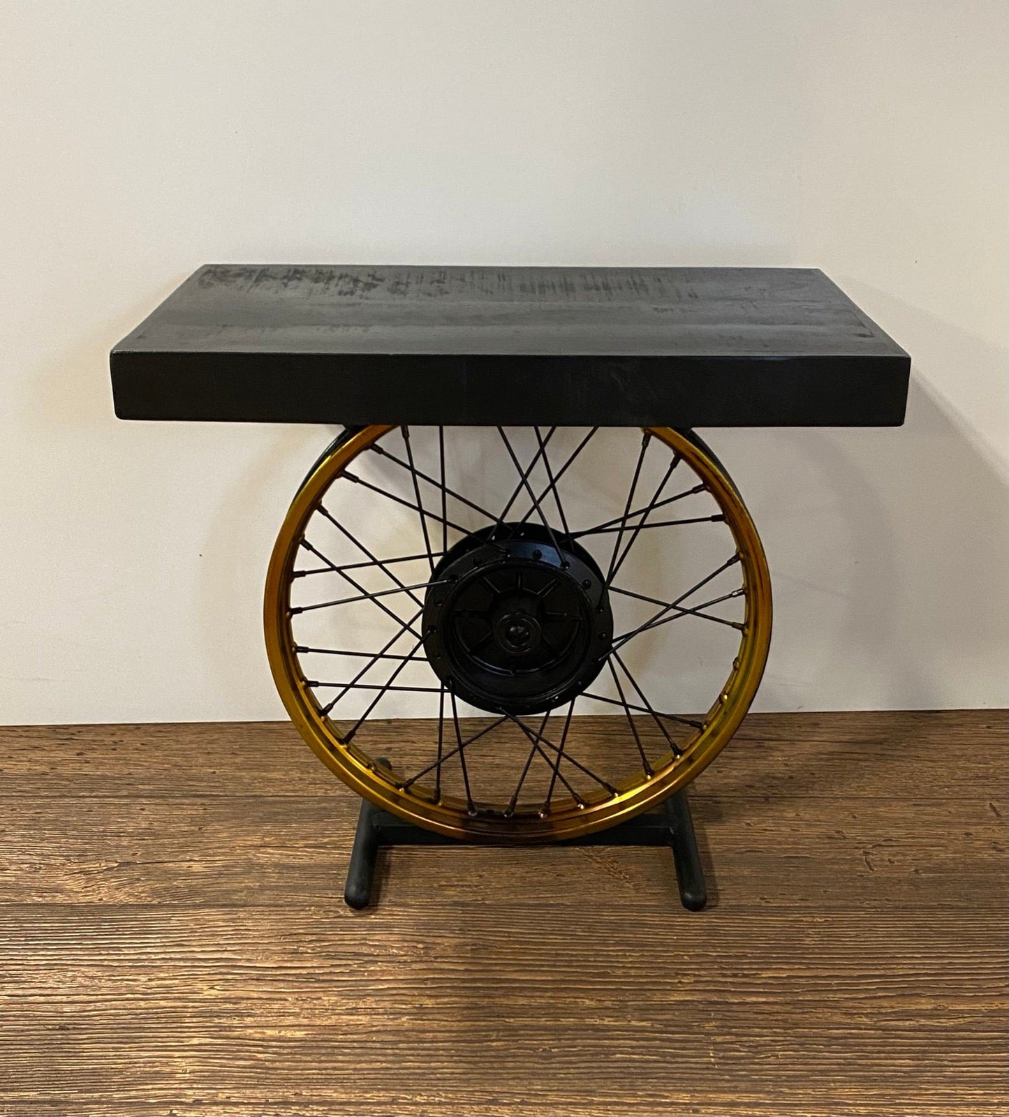 Black And Gold Wheel Accent Table