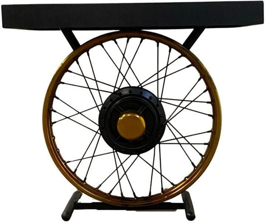 Black And Gold Wheel Accent Table
