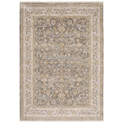 7' X 10' Beige Grey Machine Woven Oriental Indoor Arean Rug