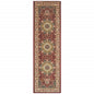 8' Red Ivory Machine Woven Oriental Indoor Runner Rug