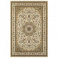 9' X 12' Ivory Beige Machine Woven Oriental Indoor Area Rug