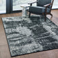 8' Black Ivory Machine Woven Abstract Indoor Runner Rug