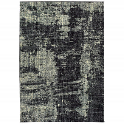 8' Black Ivory Machine Woven Abstract Indoor Runner Rug