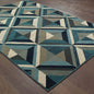 9' X 12' Blue Grey Machine Woven Geometric Indoor Area Rug