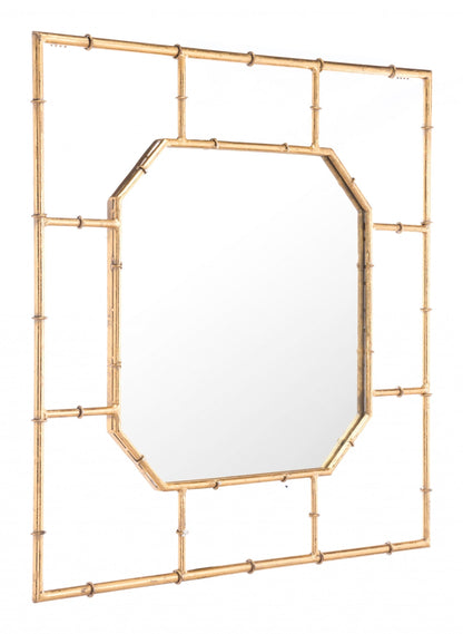 26" Gold Octagonal in a Square Faux Bamboo Wall Mounted Accent Mirror