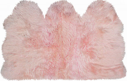3' X 5' Pink Natural Sheepskin Area Rug