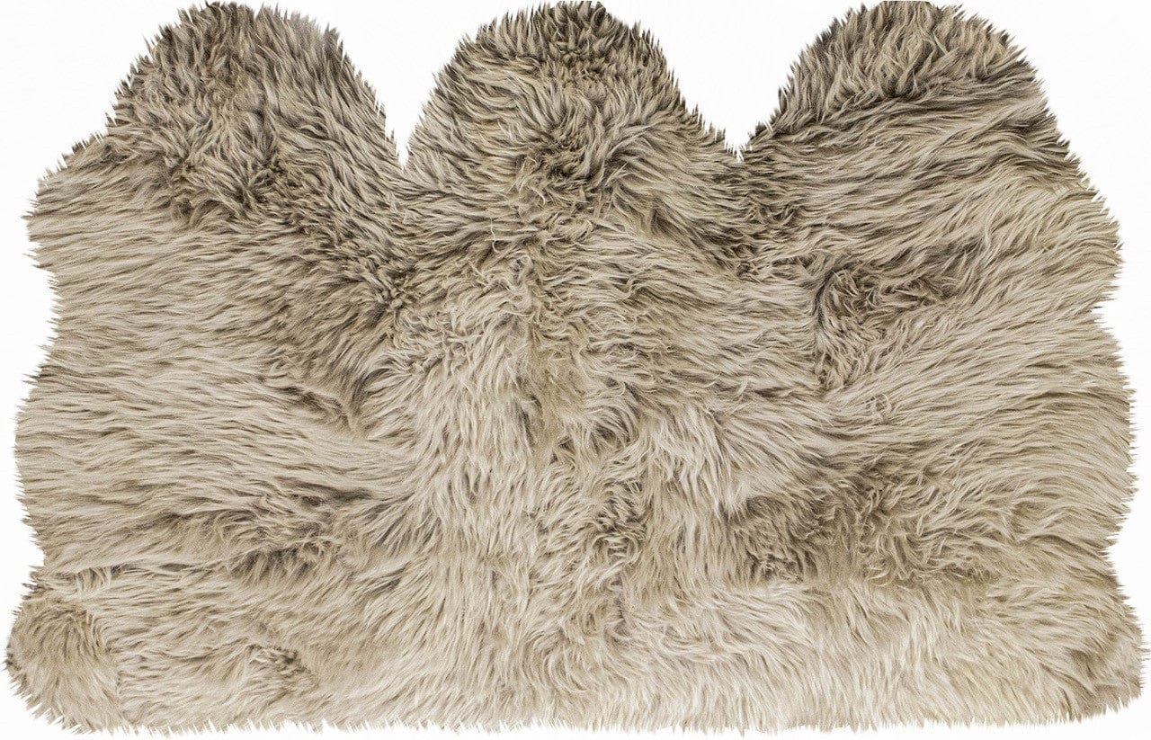 3' X 5' Taupe Natural Sheepskin Area Rug