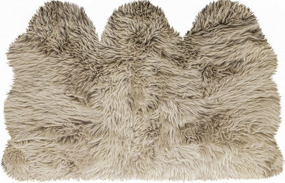 3' X 5' Taupe Natural Sheepskin Area Rug